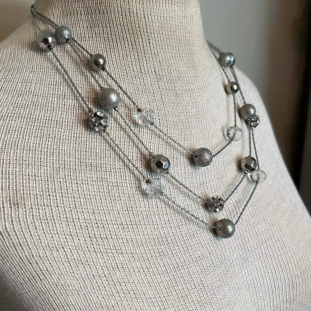 Women’s layered necklace silver/rhinestone
